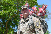 Army Ranger, Honor Guard Captain carries a supply of flags for our Gold Star Mothers and TAPS (Tragedy Assistance Program for Survivors) family members.